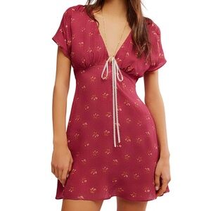 Free People Wine Floral Mini Dress